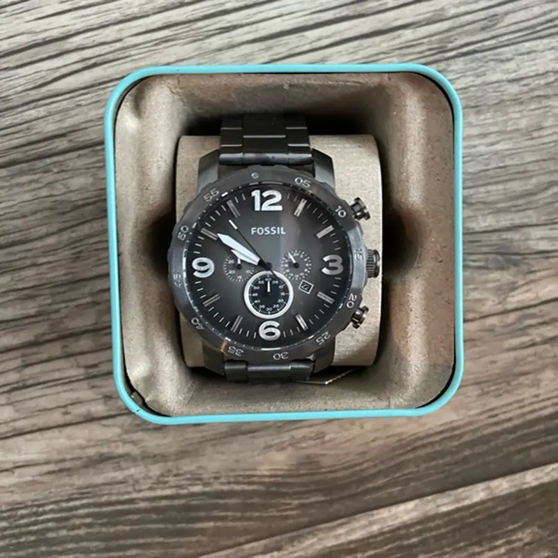 Fossil Nate Chronograph Quartz Smoke Dial Men's Watch- JR1437